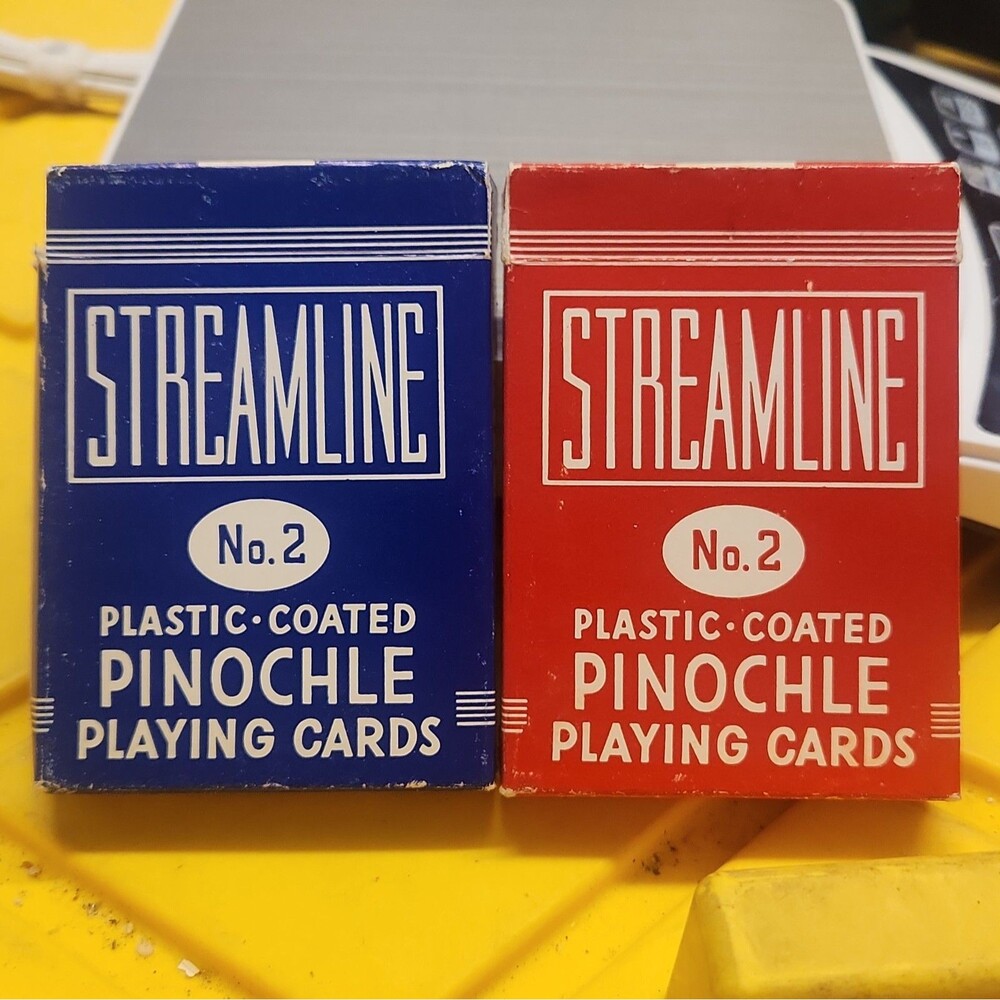 2 Streamline No. 2 Pinochle Playing Cards Decks Red Blue ARRCO